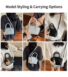 Sac à main seau et bandoulière élégant pour femme porté de différentes manières