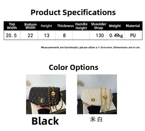 Spécifications détaillées de taille du sac bandoulière matelassé en similicuir