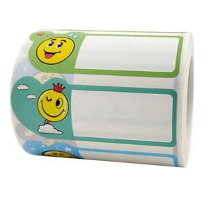 Colorful waterproof cartoon smile face name labels roll for kids school food storage