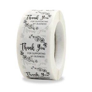 Floral Thank You For Supporting My Business Stickers Round Adhesive Labels For Gift Packaging Wedding Sealing Small Business