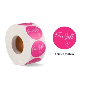 Rouleau d'étiquettes autocollantes rondes pour emballage cadeau Scellage décoratif Free Gift For You Cœur Nœud Autocollants