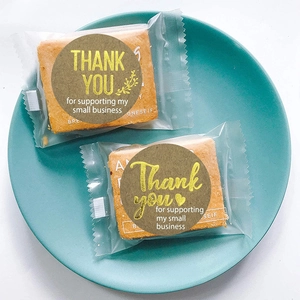 Kraft paper thank you stickers with gold foil for small business packaging and labels