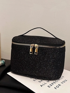 Borsa da Trucco alla Moda con Paillettes Glitterate per Donna Grande Capacità Neceser da Viaggio Portatile Organizzatore di Cosmetici con Manico