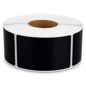 Rouleau d'étiquettes autocollantes rectangulaires en PVC noir mat imperméable