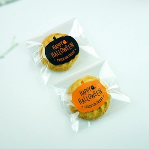 Halloween pumpkin stickers for baking packaging with Happy Halloween greetings