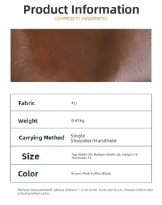 Spécifications techniques détaillées et tableau des tailles du grand sac cabas en PU