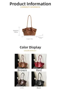 Spécifications de taille détaillées et quatre options de couleur pour le cabas plissé
