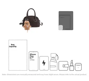 Dettaglio capacità della borsa bowling caffè adatta per smartphone da 6,7 pollici