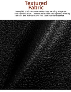 Close-up of premium black lychee texture faux leather with durable embossed finish