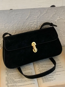 Women Retro PU Leather Crossbody Bag Minimalist Square Shoulder Bag With Metal Lock Fashion Underarm Bag Casual Daily Handbag