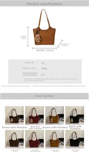 Detailed size specifications and color comparison of the minimalist women's tote bag