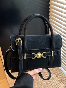 Retro Vintage Women PU Leather Small Square Bag Fashion Heart Buckle Crossbody Bag With Top Handle Shoulder Bag
