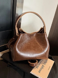 Sac Seau en Cuir PU Vintage pour Femmes Sac à Épaule Brillant Rétro Sac à Bandoulière Décontracté avec Sangle Réglable