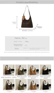 Detailed size chart and multi-color collage of the large capacity minimalist tote bag