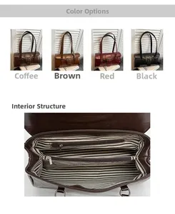Detail view of four-color retro motorcycle bags with striped lining and zipper pocket