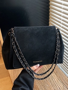 Vintage Matte PU Chain Shoulder Bag Large Capacity Crossbody Tote Bag For Women Daily Commute Stylish Flip Top Handbag
