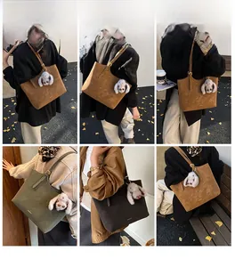 Outdoor lifestyle view of large retro tote bags in multiple matte finish vintage colors