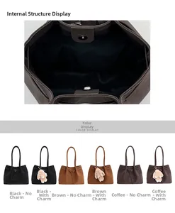 Detail view of large tote bag interior capacity with magnetic closure and color options