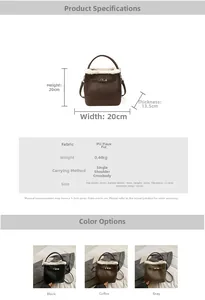 Size guide for luxury bucket bag featuring plush trim and durable PU leather details