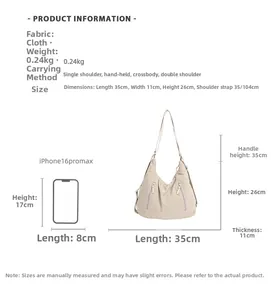 Tableau des tailles pour sac cabas beige multi-usages avec comparaison de taille