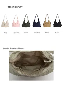 Détails de la structure interne et options de couleurs du sac fourre-tout en nylon