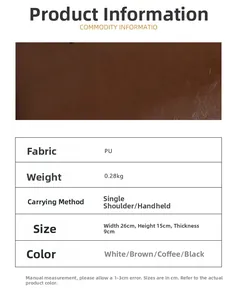 Tableau des tailles détaillé pour le sac oreiller en PU, largeur 26cm et poids 0,28kg