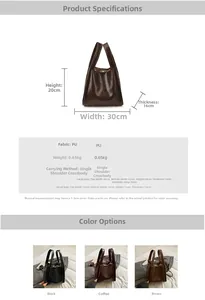 Detaillierte Größentabelle für Vintage PU Leder Beuteltasche mit Maßen und Gewicht