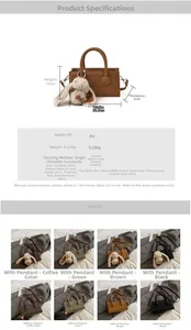 Detailed size chart and material specifications for PU baguette shoulder bag with plush charm