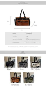 Detailansicht der Cord-Einkaufstasche mit mehreren Taschen, Metallkette und Trageriemen