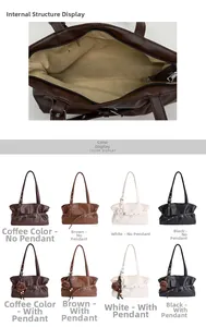 Detail view of large tote bag interior zipper pocket and eight color style variations