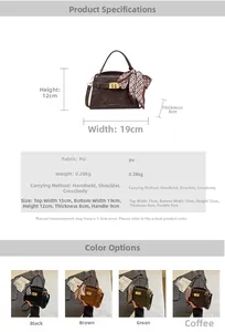 Detailed technical drawing of the retro PU leather crossbody bag with sizing and specs