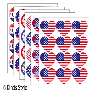 USA Vlag Patriottische Sticker Set Amerikaanse Onafhankelijkheidsdag Verkiezing Thema Hart Cirkel Lip Vormen Decoratieve Labels Stickers