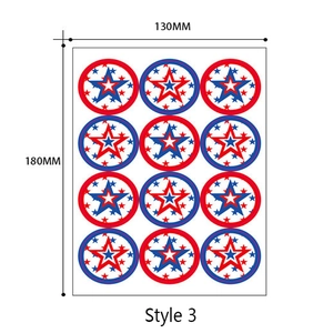 Set van 12 Amerikaanse vlag stickers voor Independence Day, ronde labels, Style 3