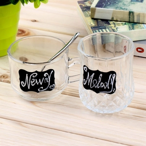 Verres personnalisables avec étiquettes tableau noir et cuillère à mélanger en métal