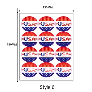 Detail van de VS-vlag stickers Stijl 6 met afmetingen 180 mm x 130 mm