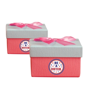 Rosa US-Wahltag Geschenkboxen mit BE A VOTER Aufklebern und Satin-Schleifen