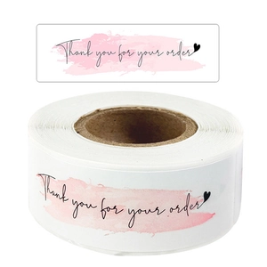 Etichette Rettangolo Acquerello Thank You For Your Order Scritta a Mano Cuore Imballaggio Adesivi di Spedizione per Piccole Imprese