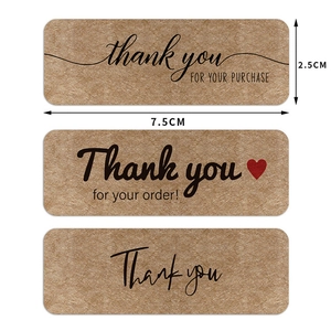 75x25mm Kraft paper Thank You stickers set with elegant black cursive lettering