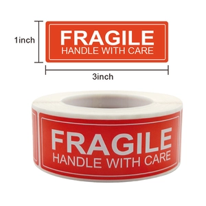 Red Fragile Warning Stickers Handle With Care Do Not Bend Adhesive Shipping Labels For Moving Packing Logistics Mailing