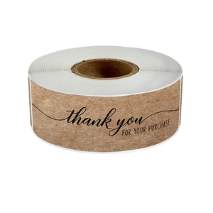Brown kraft paper Thank You sticker roll for gift packaging and mailing seals