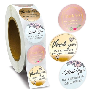 Round Thank You Stickers For Small Business Supporting Labels Gold Foil Floral Adhesive Sealing Labels For Gift Bags Envelopes Packaging