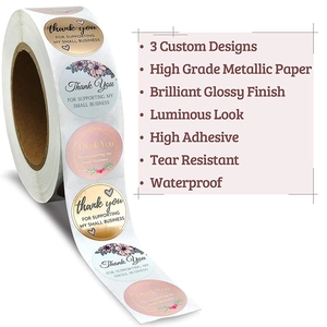 Waterproof roll of 4-color Thank You stickers for gift wrapping and small business packaging