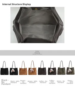 Detailed internal structure view and color options for the large vintage tote bag