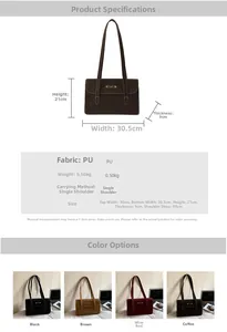 Detailed size specification for minimalist faux leather shoulder bag with dimensions