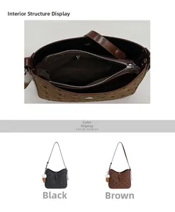 Detailed view of polka dot crossbody bag with zipper pocket and color options