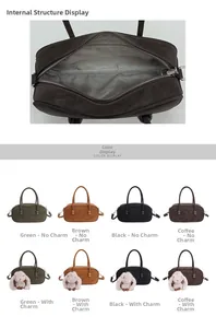 Interior lining and multi-color display of Boston crossbody bag with rabbit pendant
