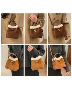Guide de style pour sac seau d'hiver en peluche avec bandoulière et fermoir tournant