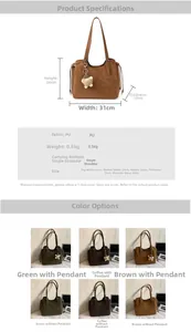 Size specifications and multi-color options for a solid color PU tote shoulder bag