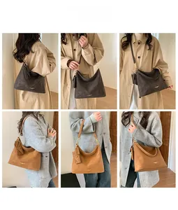 Detail view of large Hobo tote bags in dark brown and khaki matte leather styles