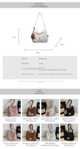 Guide des tailles et détails du sac en toile fleurie avec options de couleurs variées